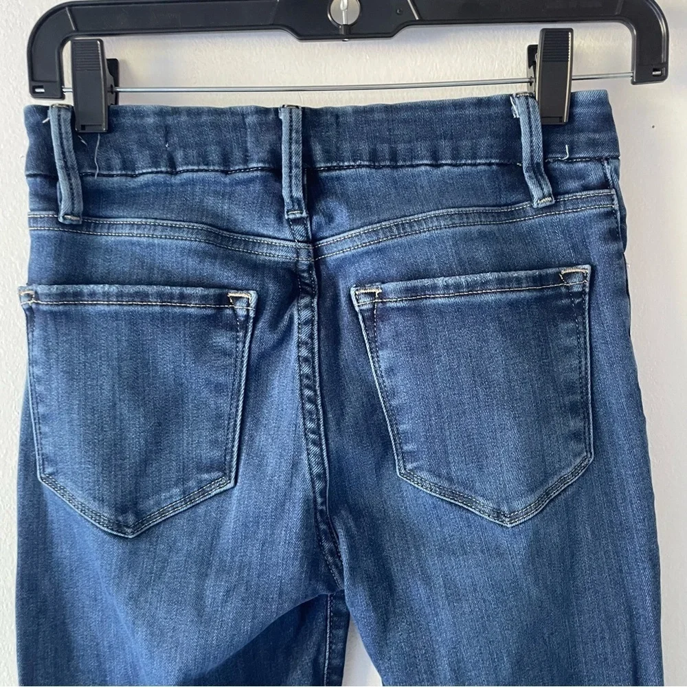 Frame Blue Cotton Blend Le Crop Mini Boot Jeans 37594